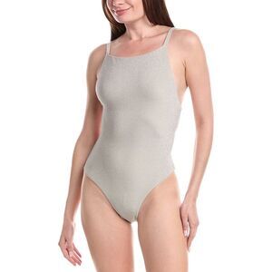 Weworewhat Womens  Square Neck One-Piece, Silver